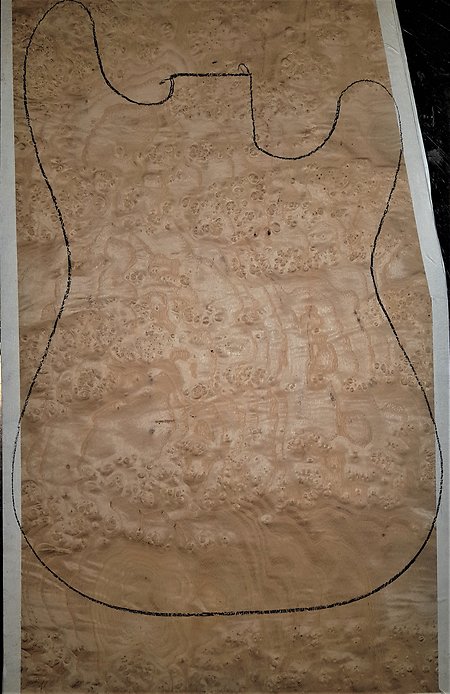 Decorative Veneers for guitar body facings . Ash burl