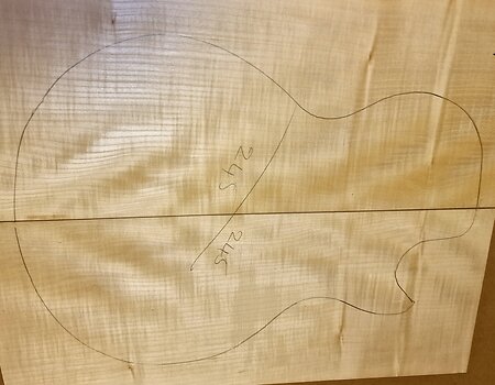 Curly Flame Figured Maple Electric guitar Carved Top blanks. cap 245