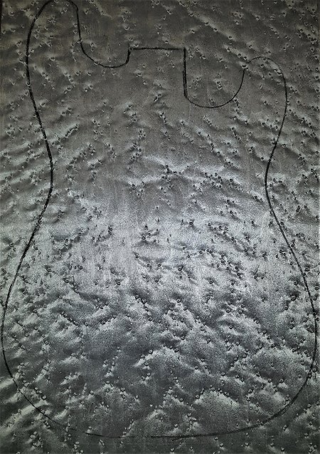 Decorative Veneers for guitar body facings . gun metal birdseye