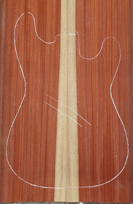 Decorative Veneers for guitar body facings  . padouk 1