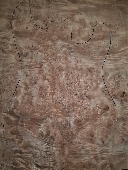 Decorative Veneers for guitar body facings . quilted maple burl